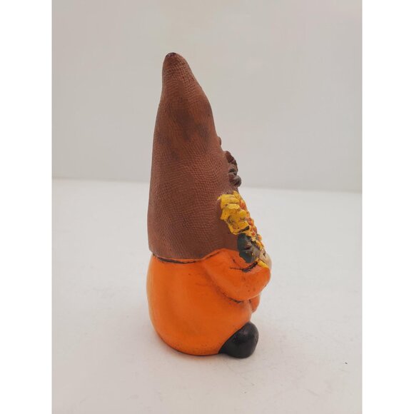 Fall Ceramic Gnome for Thanksgiving Tiered Tray Decor, Gnome Holding a Pumpkin, - Picture 5 of 10